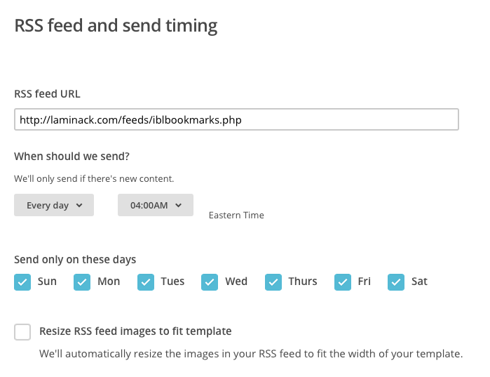 Mailchimp RSS Campaign configuration